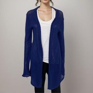 2/$30 Wooden Ships Open Cardigan Knit Sz M/L Blue Open Knit Cotton-Blend‎ Beachy